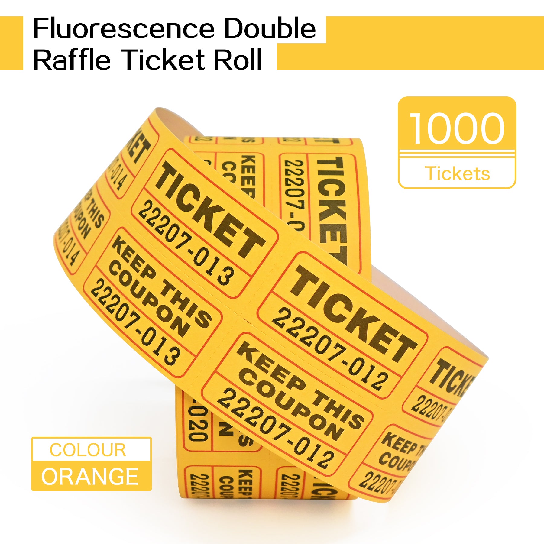 L LIKED Fluorescence Raffle Tickets Double Roll 1000 Tickets Neon High Light 50/50 Tickets for Event,Raffle,Fundraiser