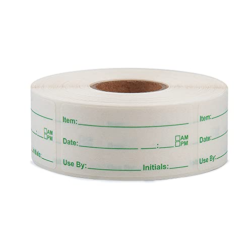 L LIKED 500 Stickers Use by 1 x 2 Inch Dissolvable Food Storage Labels for Containers Prep roll of 500