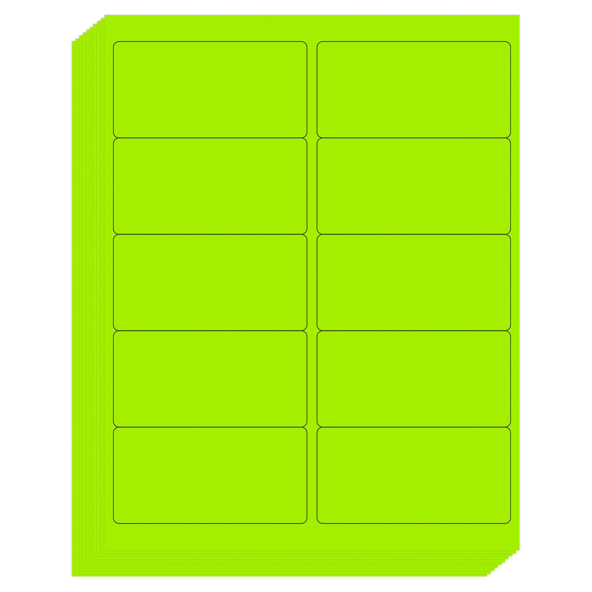 L LIKED Neon Multi-Color Paper, Bright Fluorescent Stickers Handwritten or Inkjet/Laser Print Colored Labels, 2"X4" for Shipping Envelopes & Small Packages-Green, Yellow, Pink (30 Sheets 300 Labels)