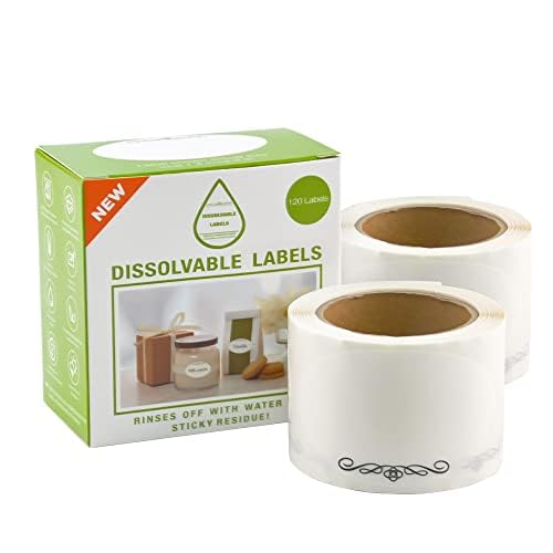 L LIKED Stickers Dissolvable Food Labels for Containers 1 1/2" x 2 1/2" Canning Labels for Jars (Roll of 120)