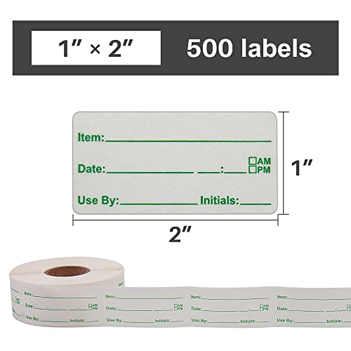 L LIKED 500 Stickers Use by 1 x 2 Inch Dissolvable Food Storage Labels for Containers Prep roll of 500