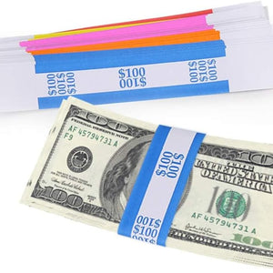 L LIKED Pack of 250 Currency Band Bundles Self Sealing Currency Straps Bands Money Bill Wrappers (50 of Each - 250 Assorted)