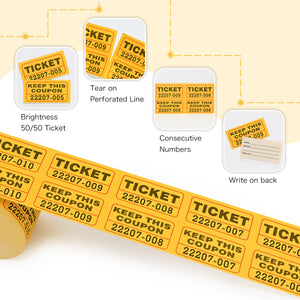 L LIKED Fluorescence Raffle Tickets Double Roll 1000 Tickets Neon High Light 50/50 Tickets for Event,Raffle,Fundraiser