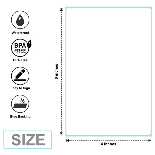 L LIKED 4" x 6" Fanfold Blue Direct Thermal Labels