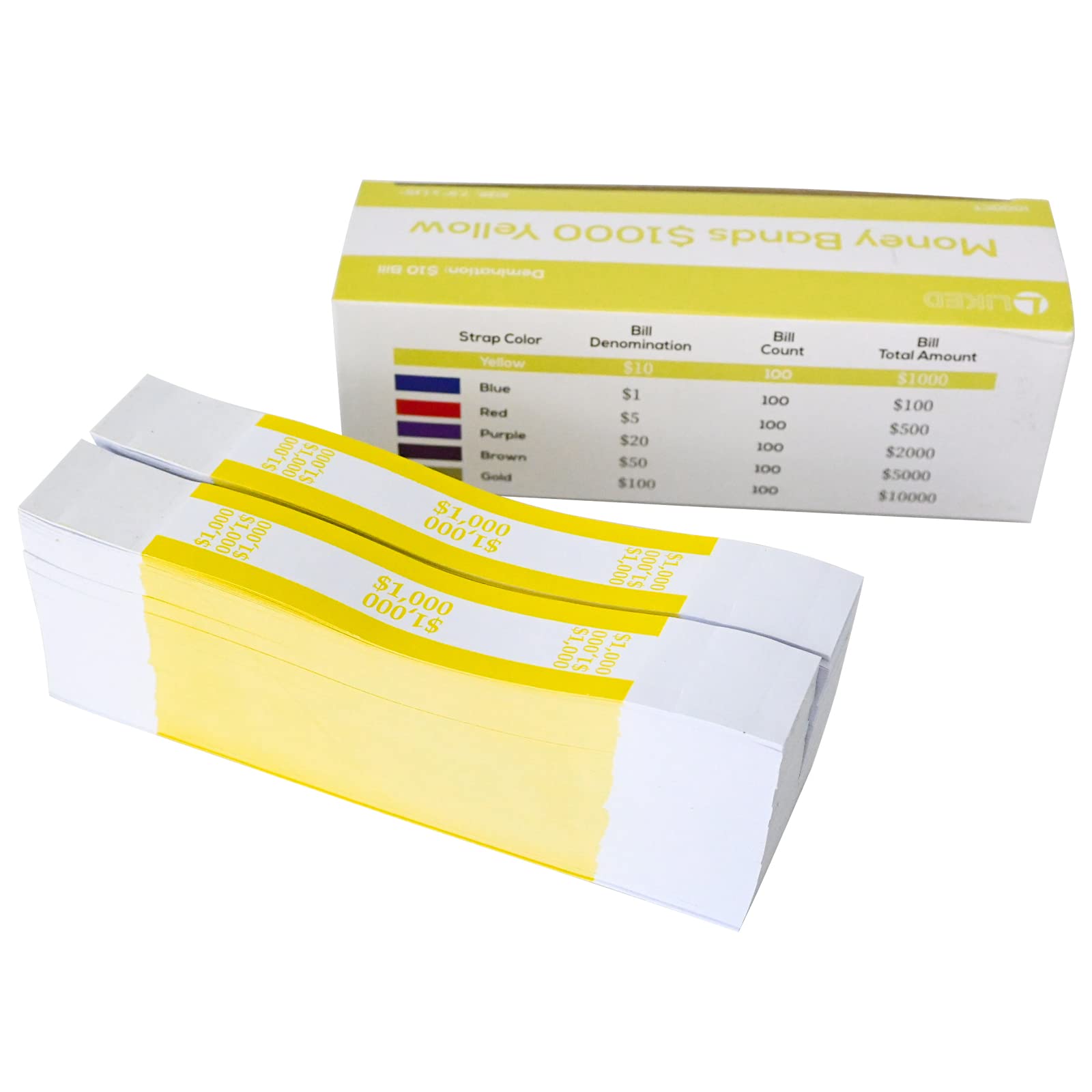 L LIKED Money Band Bundles Self Sealing Currency Straps for Bill Wrappers (Multiple Colour - 1000 PCS)…