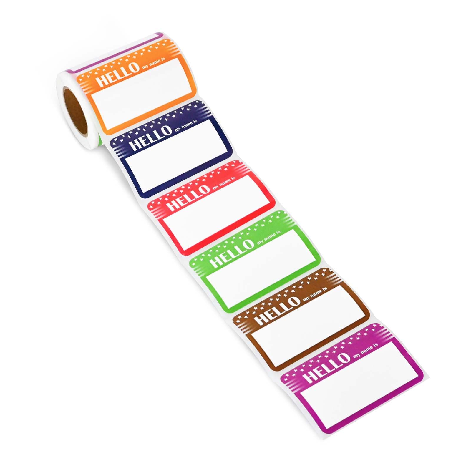 L LIKED Name Tags Stickers Assorted Name Tags for Clothes with Colorful Border No Residue