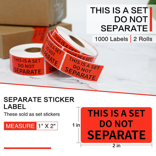 L LIKED 1" x 2" This is a Set Do Not Separate Warning Packing/Shipping Labels Stickers, Permanent Adhesive (2 Rolls, 1000 Labels)