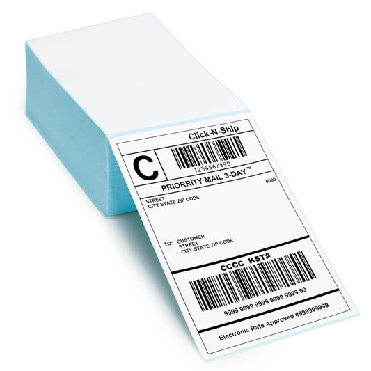 L LIKED 4" x 6" Fanfold Blue Direct Thermal Labels