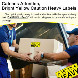 L LIKED Caution Heavy Sticker, 2 x 4 inch Yellow Heavy Special Handling Shipping Pallet Label Stickers, Caution Warning Labels for Shipping, Packing and Moving (300 Labels/Roll