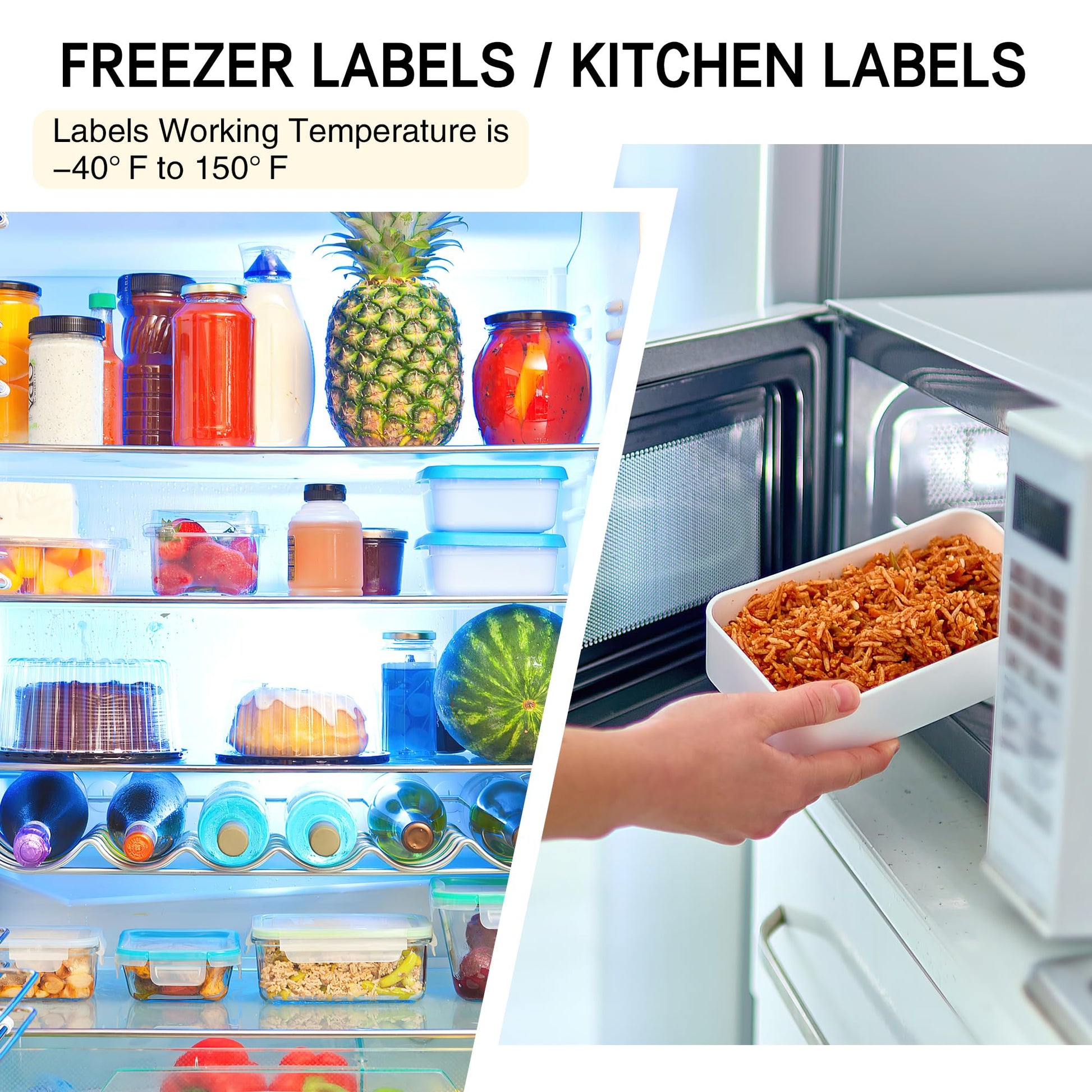 L LIKED Dissolvable Food Labels 8.5" x 11" Printable Sticker Paper for Laser & Inkjet Printers Full Sheets and 1" X 2-5/8" Sticket Labels,Freezer Labels-25 Sheets