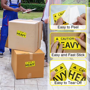 L LIKED Caution Heavy Sticker, 2 x 4 inch Yellow Heavy Special Handling Shipping Pallet Label Stickers, Caution Warning Labels for Shipping, Packing and Moving (300 Labels/Roll