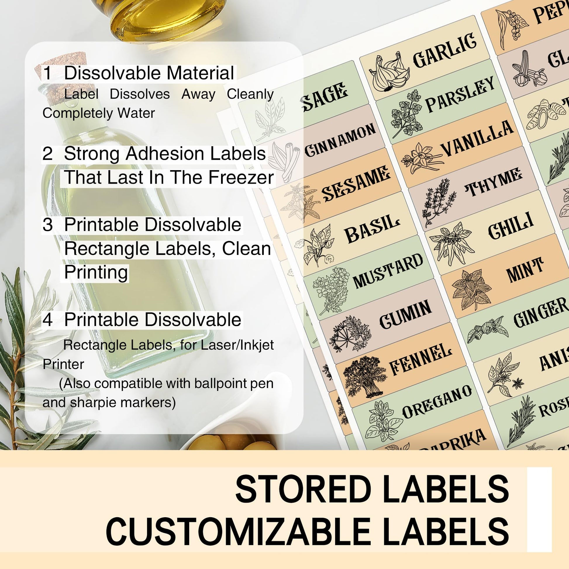 L LIKED Dissolvable Food Labels 8.5" x 11" Printable Sticker Paper for Laser & Inkjet Printers Full Sheets and 1" X 2-5/8" Sticket Labels,Freezer Labels-25 Sheets