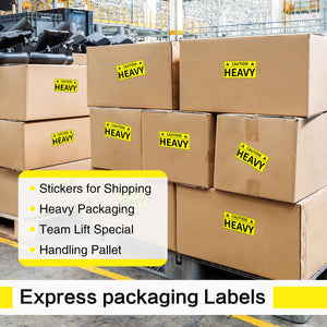 L LIKED Caution Heavy Sticker, 2 x 4 inch Yellow Heavy Special Handling Shipping Pallet Label Stickers, Caution Warning Labels for Shipping, Packing and Moving (300 Labels/Roll