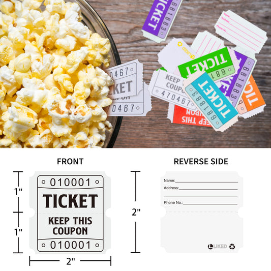 L LIKED Raffle Tickets Double Roll 2000 per roll Tickets Consecutively Numbered 50/50 Raffle Tickets for All Event Party Prize Drawing Perforated Stubs