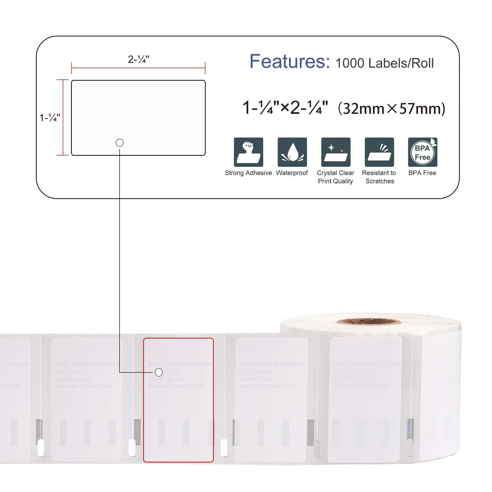 L LIKED  Compatible with Dymo 30334 2-1/4" x 1-1/4" (57mm x 32mm) Multipurpose Direct Thermal Labels for Barcodes/FNSKU/UPC/Address Postage, BPA Free