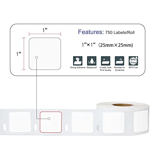 L LIKED 10 Rolls Compatible with DYMO 30332 Square Labels 1" x 1" Multipurpose Replacement Labels for LW 450, 450 Turbo, 4XL (750 Labels/Roll) (10 Rolls)