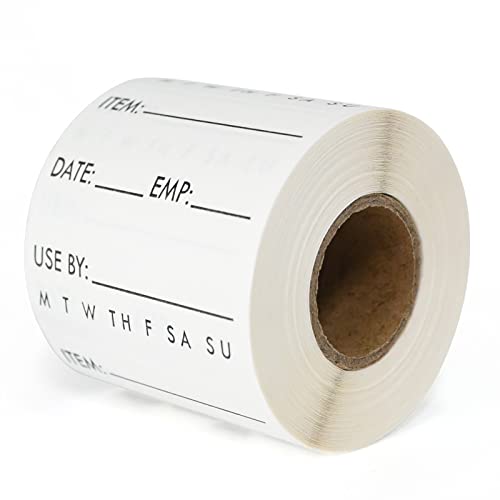 L LIKED Dissolvable Food Labels 2 x 2 Inch Shelf Life for Containers Use by Roll of 250 Labels