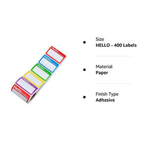 L LIKED 400 Stickers - Colors Plain Name tag Labels for Clothes with Perforated Line for Kids (Hello My Name is - 400 Labels)