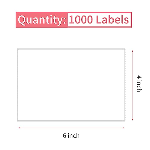 L LIKED Direct Thermal Labels - for 3" Core Industrial Printers 4"x 6"Address&Shipping Labels-Wite Perforations (1000 labels/Roll)