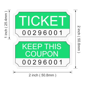 L LIKED 8000 Assorted Double Raffle Tickets 2000 per Roll 50/50 (Neon Pink, Green, Red, Yellow)