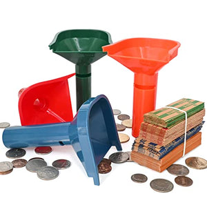 L LIKED 150 Assorted Flat Striped Coin Wrappers & 4 Coin Sorters Tubes, Color-Coded,Easy to Load