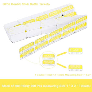 L LIKED 500 Double Raffle Tickets 50/50 Raffle Tickets Suitable for Events, Fairs,Raffles and Door Prizes