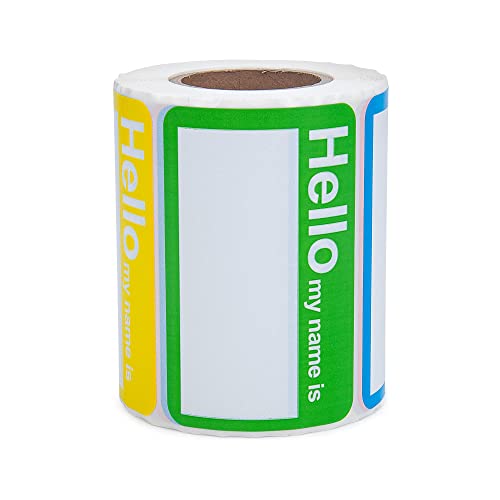 L LIKED 400 Stickers - Colors Plain Name tag Labels for Clothes with Perforated Line for Kids (Hello My Name is - 400 Labels)