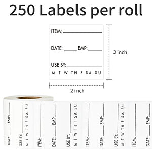 L LIKED Dissolvable Food Labels 2 x 2 Inch Shelf Life for Containers Use by Roll of 250 Labels