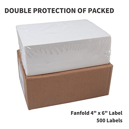 L LIKED  Fanfold 4" x 6" Direct Thermal Labels, with Perforated line for Thermal Printers - Compatible Zebra & Rollo Printer (4" x 6" )