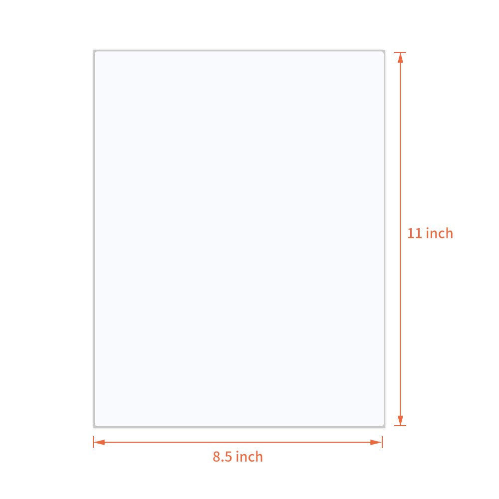 L LIKED Full Sheet Label Sticker Paper 8.5 x 11 Inches, White, Matte, for Laser & Inkjet Printers