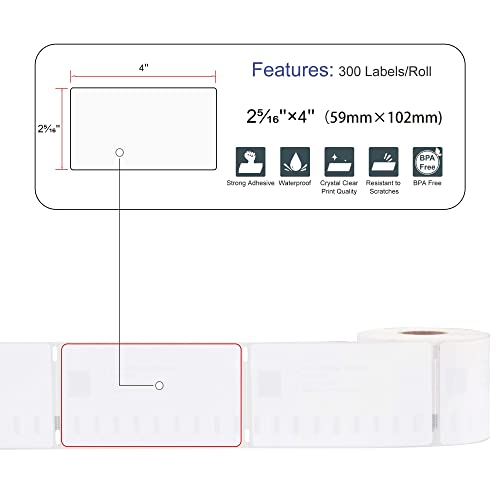 L LIKED Compatible with Dymo 30256 2-5/16" x 4"(59mm x 101mm) Large Shipping Labels, Premium Adhesive Address Labels for DYMO 450 (10 Rolls)-Not Compatible with DYMO 550 & 5XL