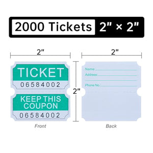 L LIKED 2000 Raffle Tickets, Double Roll, Ticket for Events, Entry, Class Reward, Fundraiser & Prizes