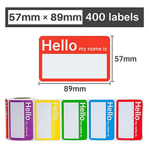 L LIKED 400 Stickers - Colors Plain Name tag Labels for Clothes with Perforated Line for Kids (Hello My Name is - 400 Labels)