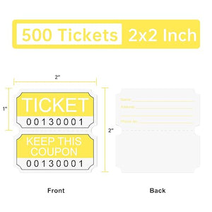 L LIKED 500 Double Raffle Tickets 50/50 Raffle Tickets Suitable for Events, Fairs,Raffles and Door Prizes