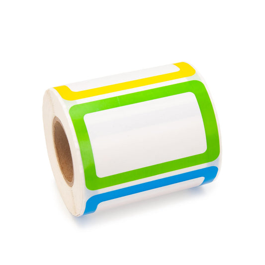 L LIKED 500 Stickers - Colors Plain Name tag Labels with Perforated Line for School Office Home (Blank - 500 Labels)