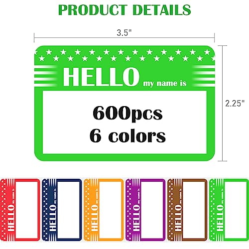 L LIKED Name Tags Stickers Assorted Name Tags for Clothes with Colorful Border No Residue