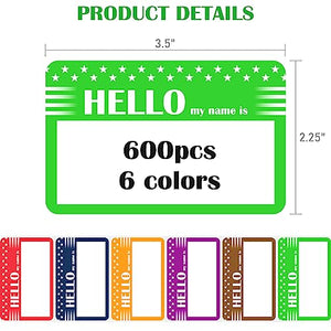 L LIKED Name Tags Stickers Assorted Name Tags for Clothes with Colorful Border No Residue