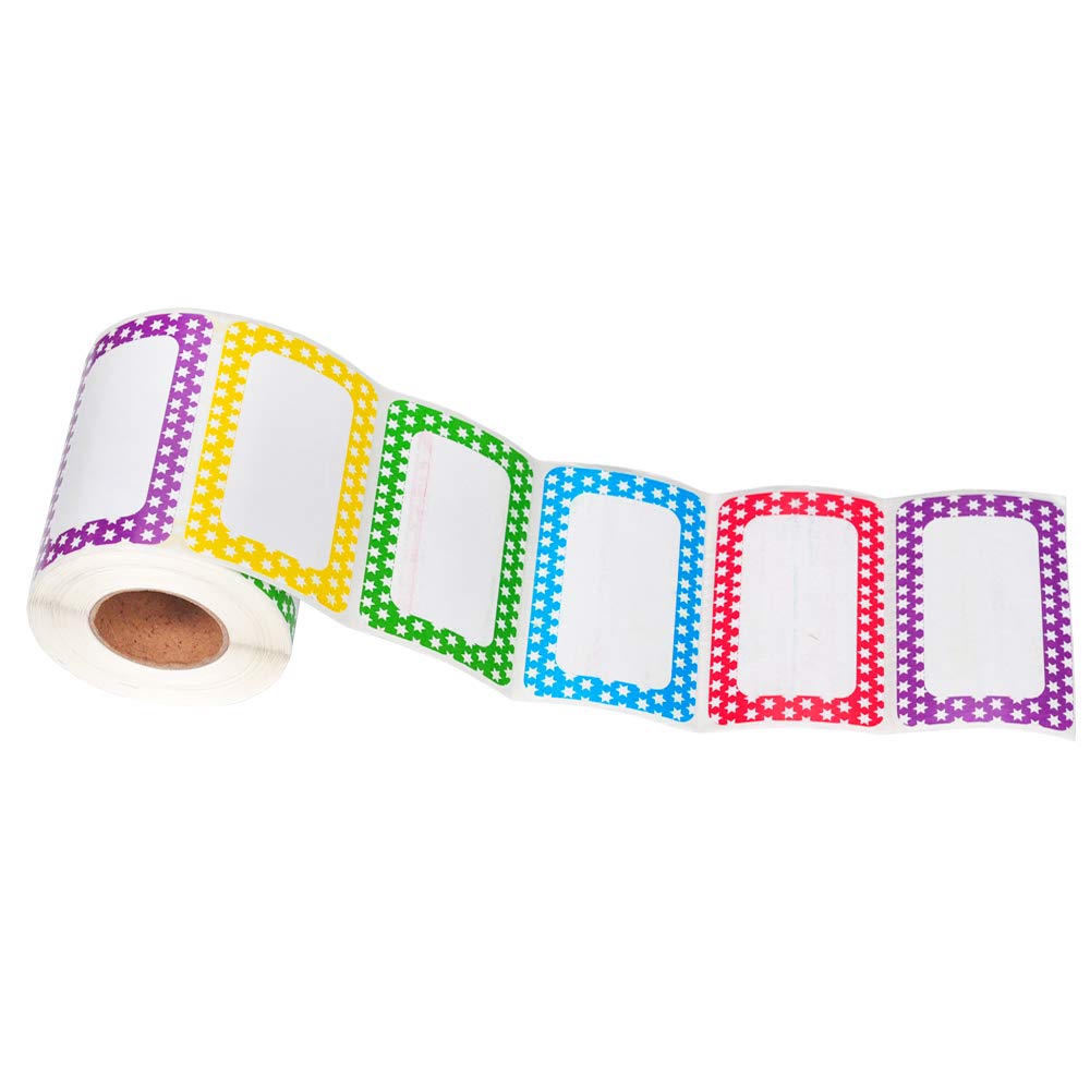 L LIKED 500 Stickers - Colors Plain Name tag Labels with Perforated Line for School Office Home (Star - 500 Labels)