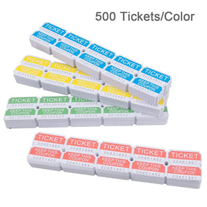 L LIKED 2,000 Assorted Double Raffle Tickets Roll (4 x 500 Tickets) 50/50 Stub Tickets for Events, Fairs, Roll with Consecutively Numbered