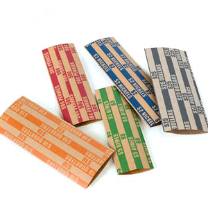 L LIKED 175 Assorted Bundle Flat Striped Coin Wrappers (Penny, Nickel, Dime, Quarter, Dollar)…