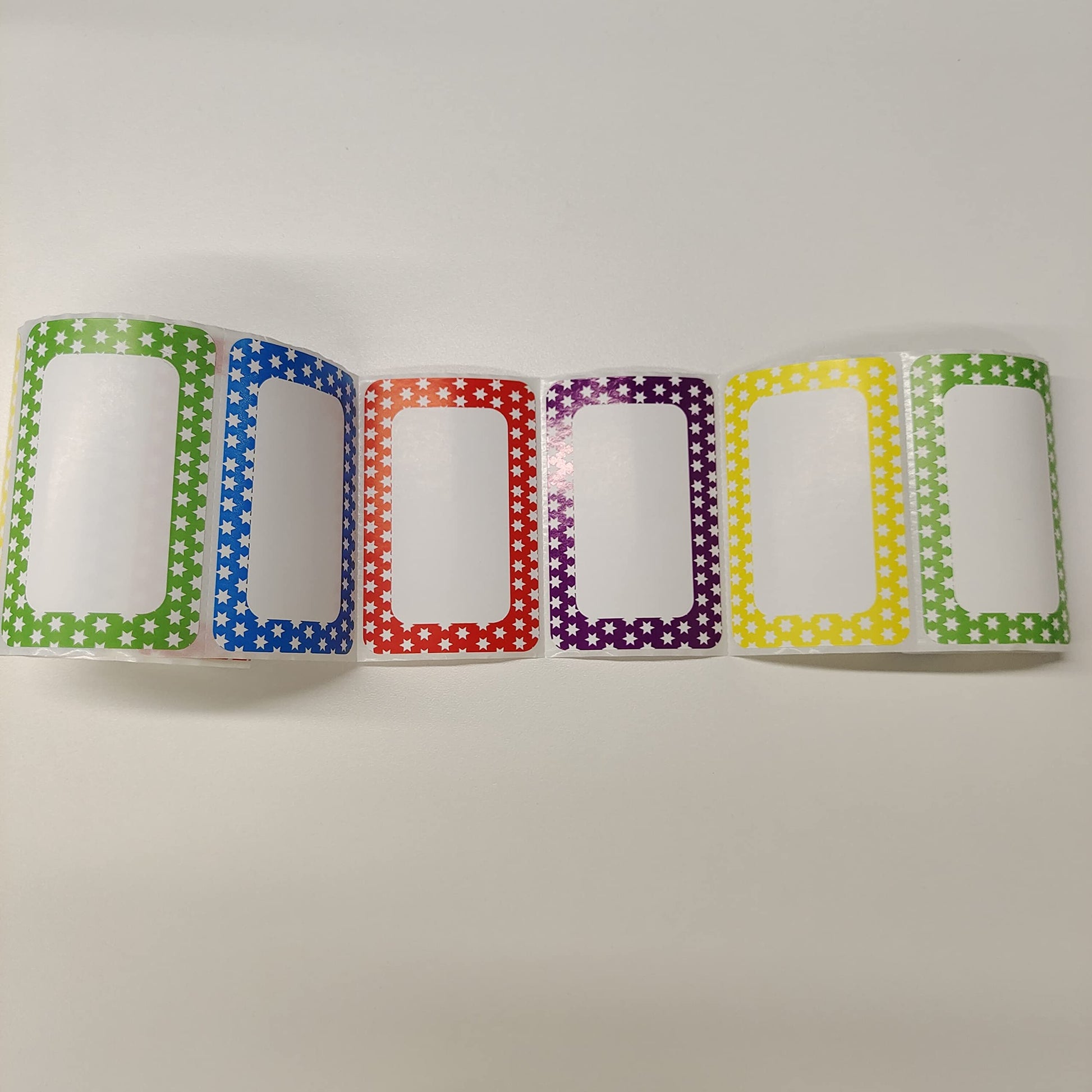 L LIKED 250 Stickers - Colors Plain Name tag Labels with Perforated Line for School Office Home (Star - 250 Labels)