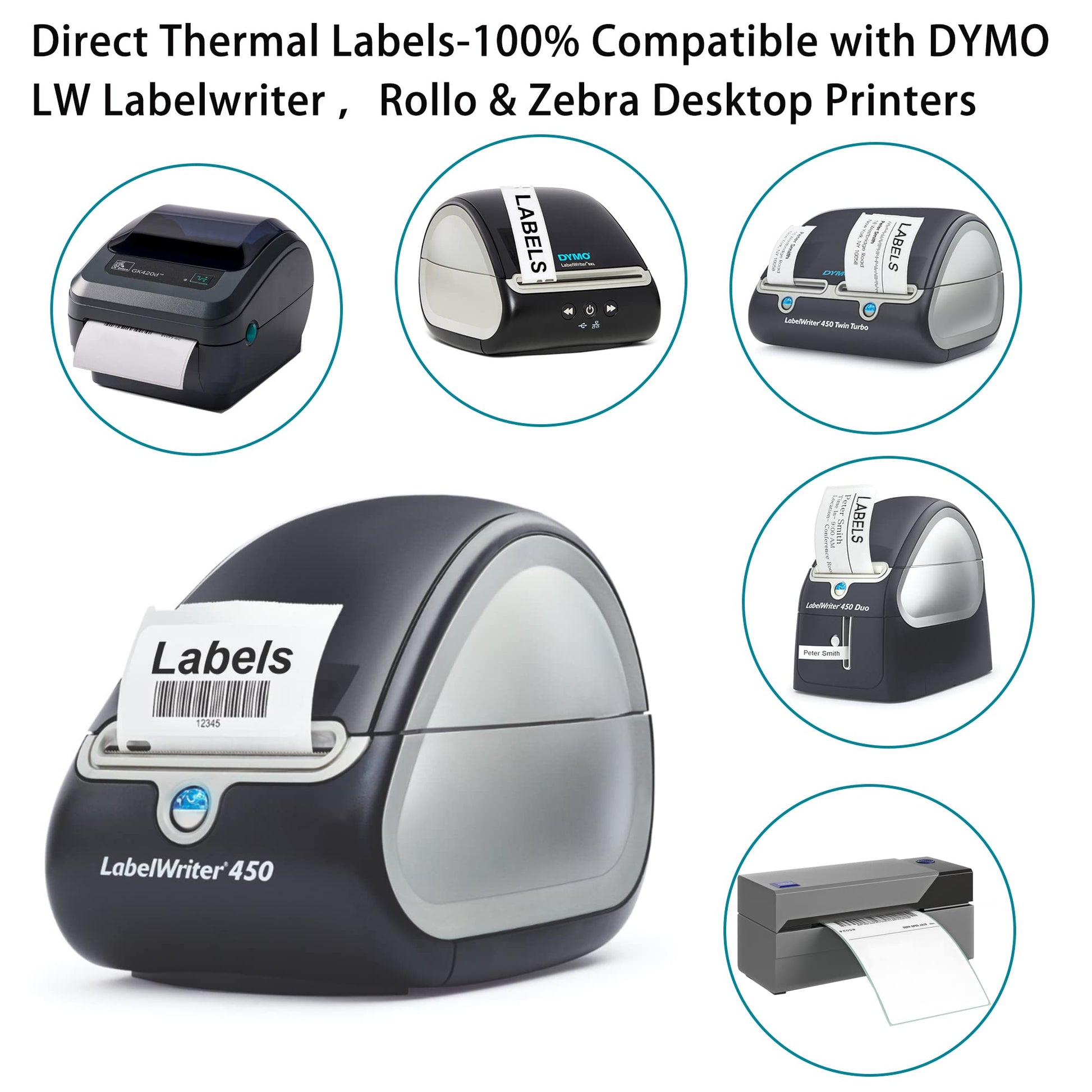 L LIKED Rolls Compatible with Dymo 1744907 Internet Postage Labels 4" x 6" Shipping Labels Compatible with Rollo, DYMO 4XL & Zebra Desktop Printers (220 Labels Per Roll)