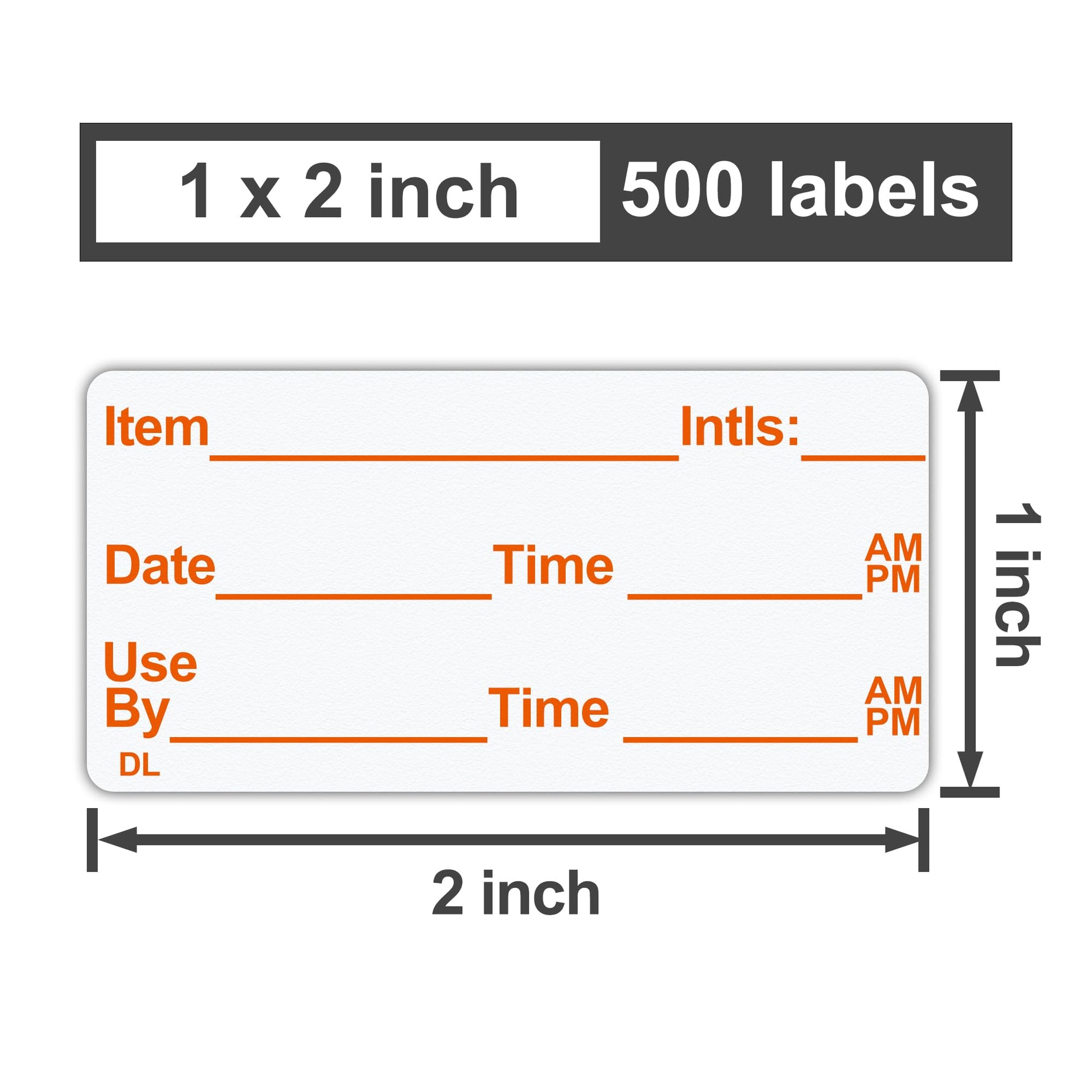 L LIKED 500 Stickers Use by 1 x 2 Inch Dissolvable Food Storage Labels for Containers Prep roll of 500