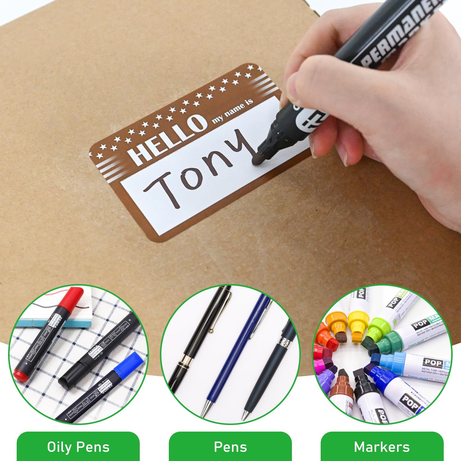 L Liked 300 Stickers - Colors Plain Name tag Labels with Perforated Line for School Office Home (Hello - 300 Labels)