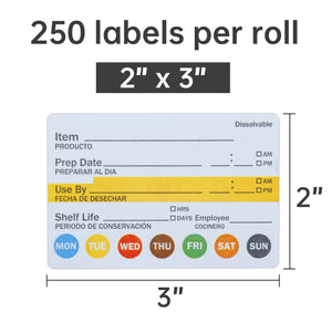 L LIKED Dissolvable Label Shelf Life for Food Rotation Use by Stickers 2 x 3 Inch Roll of Labels (250 Labels/Roll)