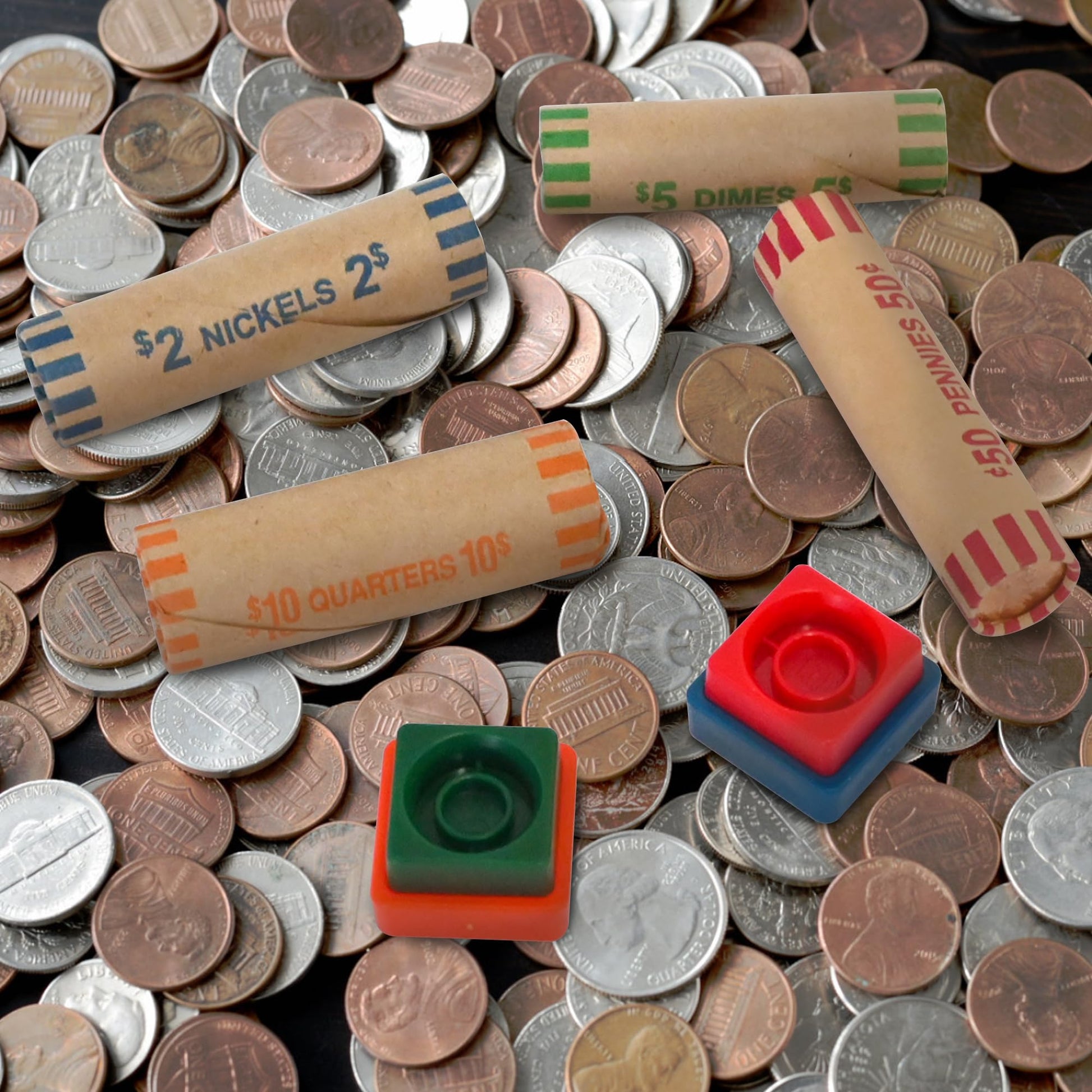 L LIKED 252 Assorted Coin Wrappers Preformed Tubes & 2 Twist N Crimp Wrapper Sealer -(Quarters, Pennies, Nickels and Dimes)