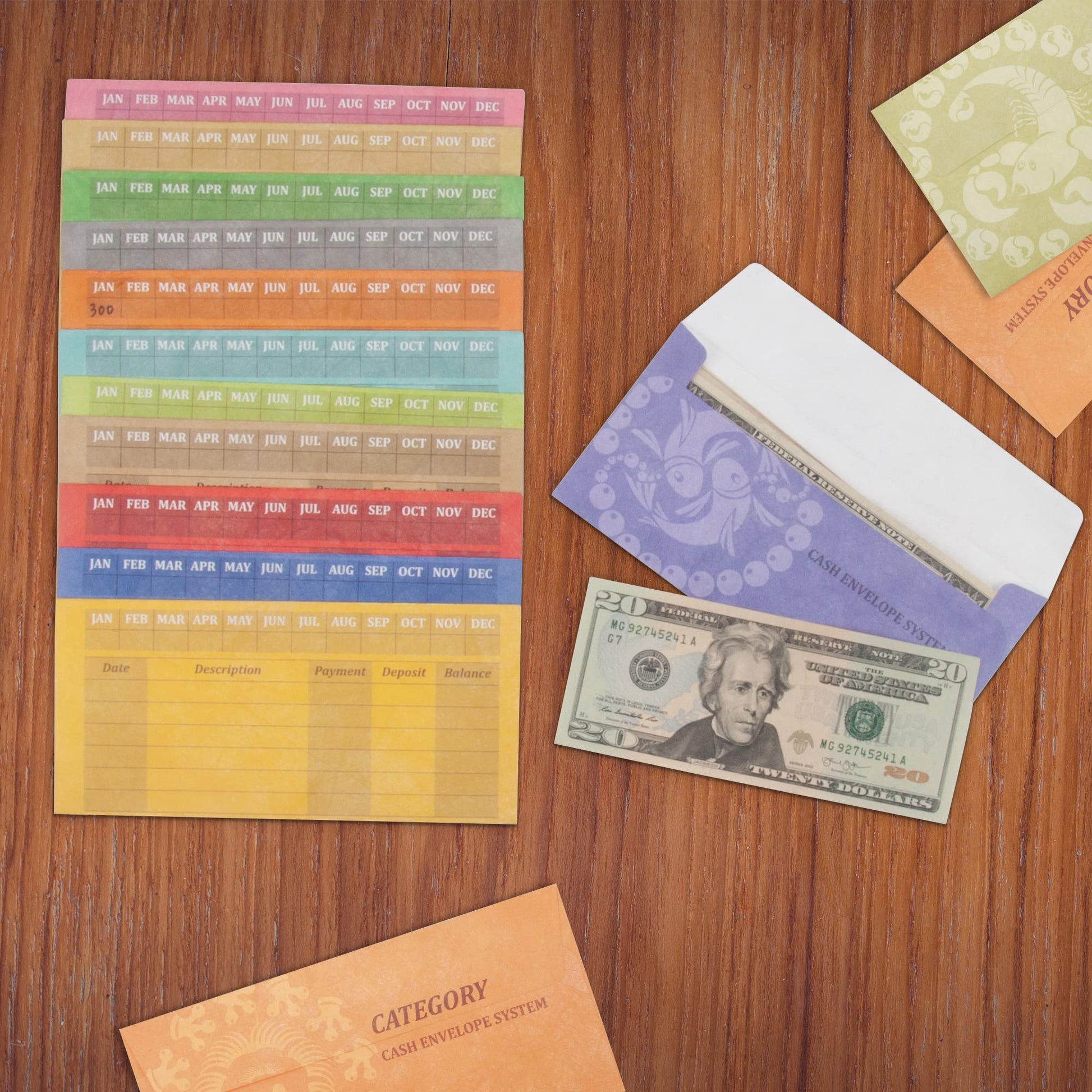 L LIKED Cash Envelopes for Budgeting System –Includes 1 Plastic Zip Envelope & 12 Expense Tracking Budget Sheets, Budget Envelopes for Cash Budgeting and Saving, Tear and Water Resistant